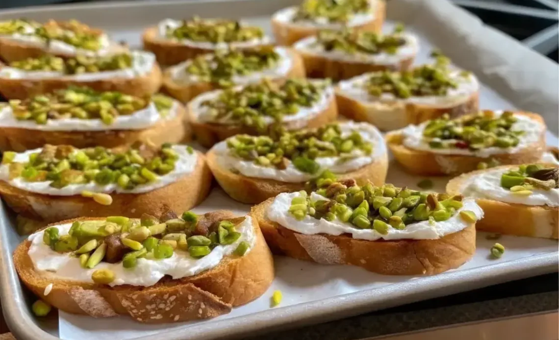Goat Cheese and Pistachio Bruschetta