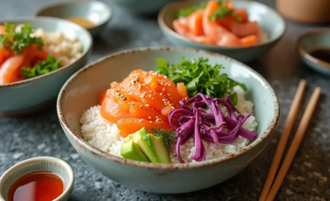 vibrant sushi bowls