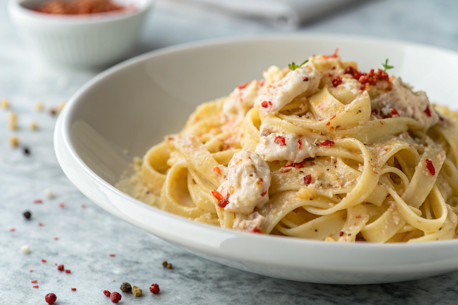 Treat yourself to the ultimate Crab Fettuccine Alfredo – rich, creamy, and packed with tender crab meat in a velvety Alfredo sauce. A seafood pasta recipe you'll love.