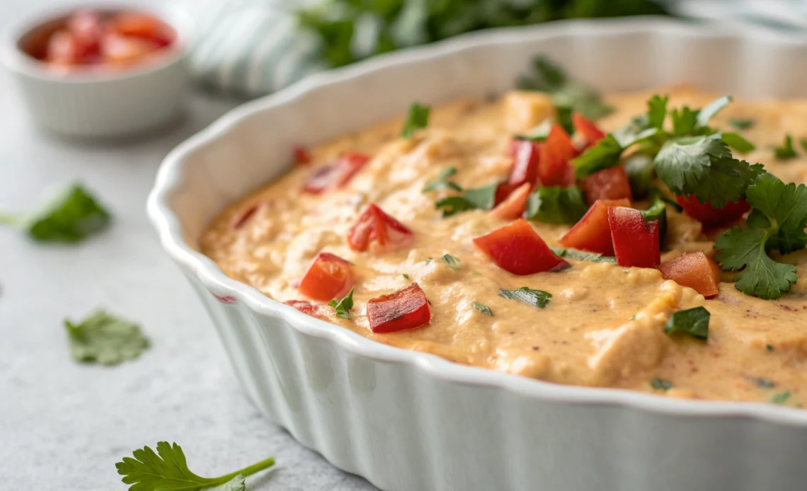 How To Make The Best Frito Dip Recipes For Any Party 1 Cheesy Frito dip with cilantro and bell peppers in a white dish