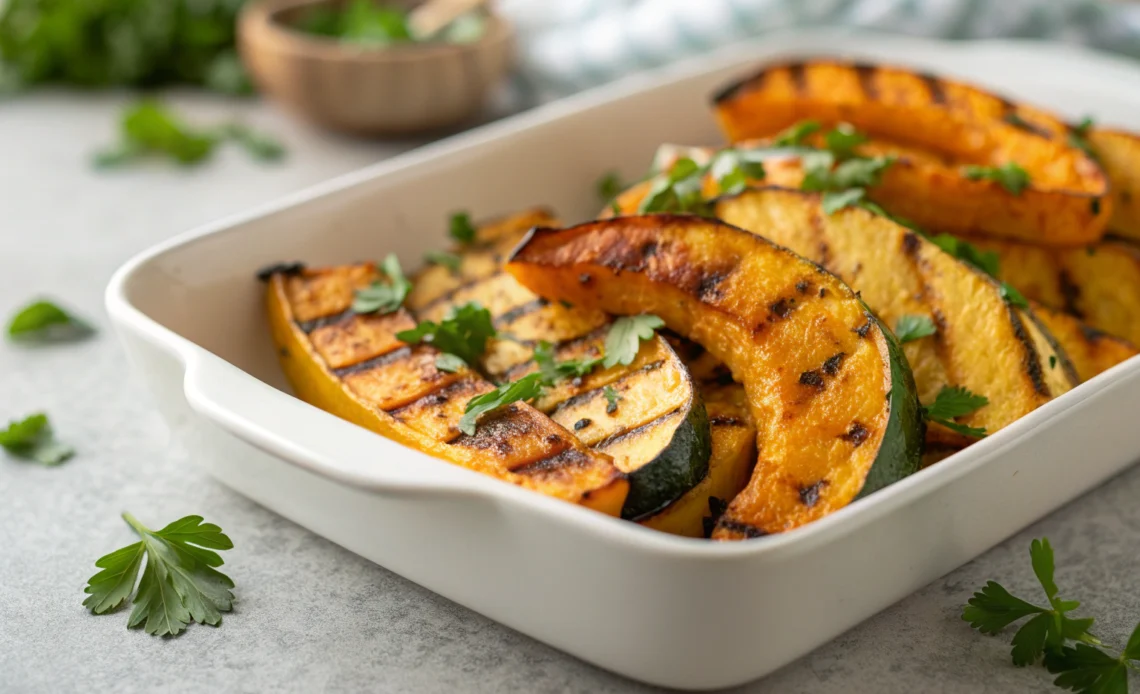 Grilled coquina squash with fresh herbs