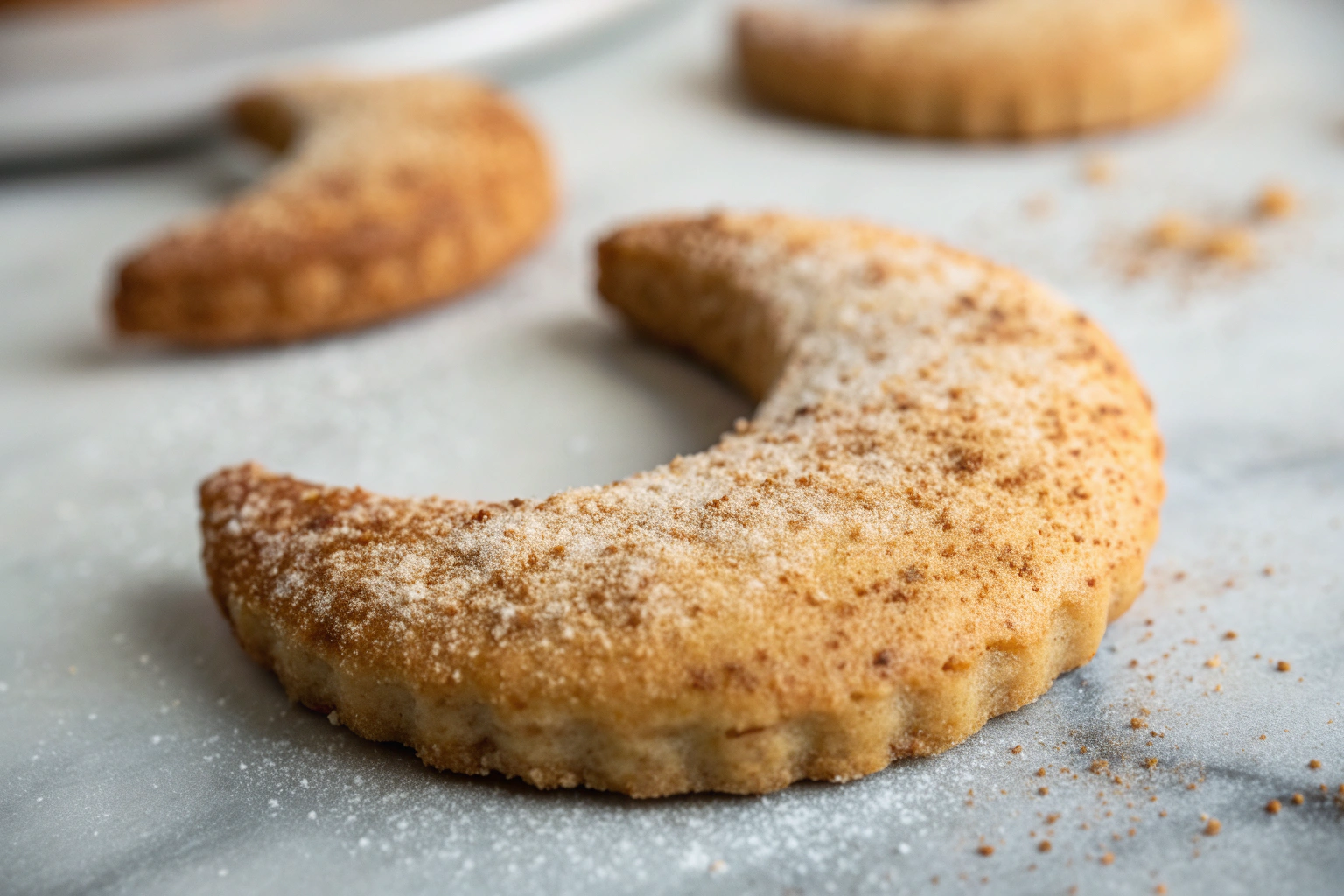 Crispy crescent-shaped Moonlight Cookie with cinnamon and nutmeg