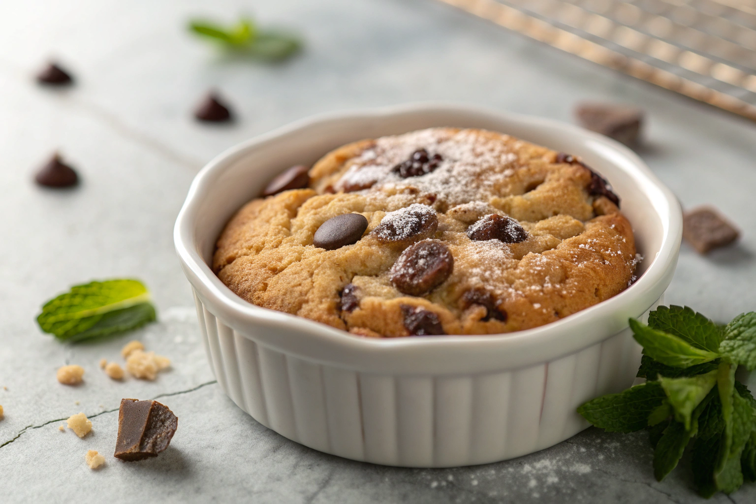 Royal margarine cookie crispy edges and chewy center with chocolate chips on white dish