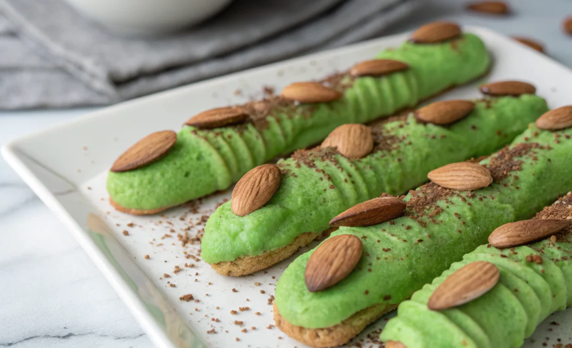 Discover the Proven Mummy Hot Dog Recipe for Halloween 1 Witch finger cookie with almond slices green icing and cocoa powder nail detail on white plate